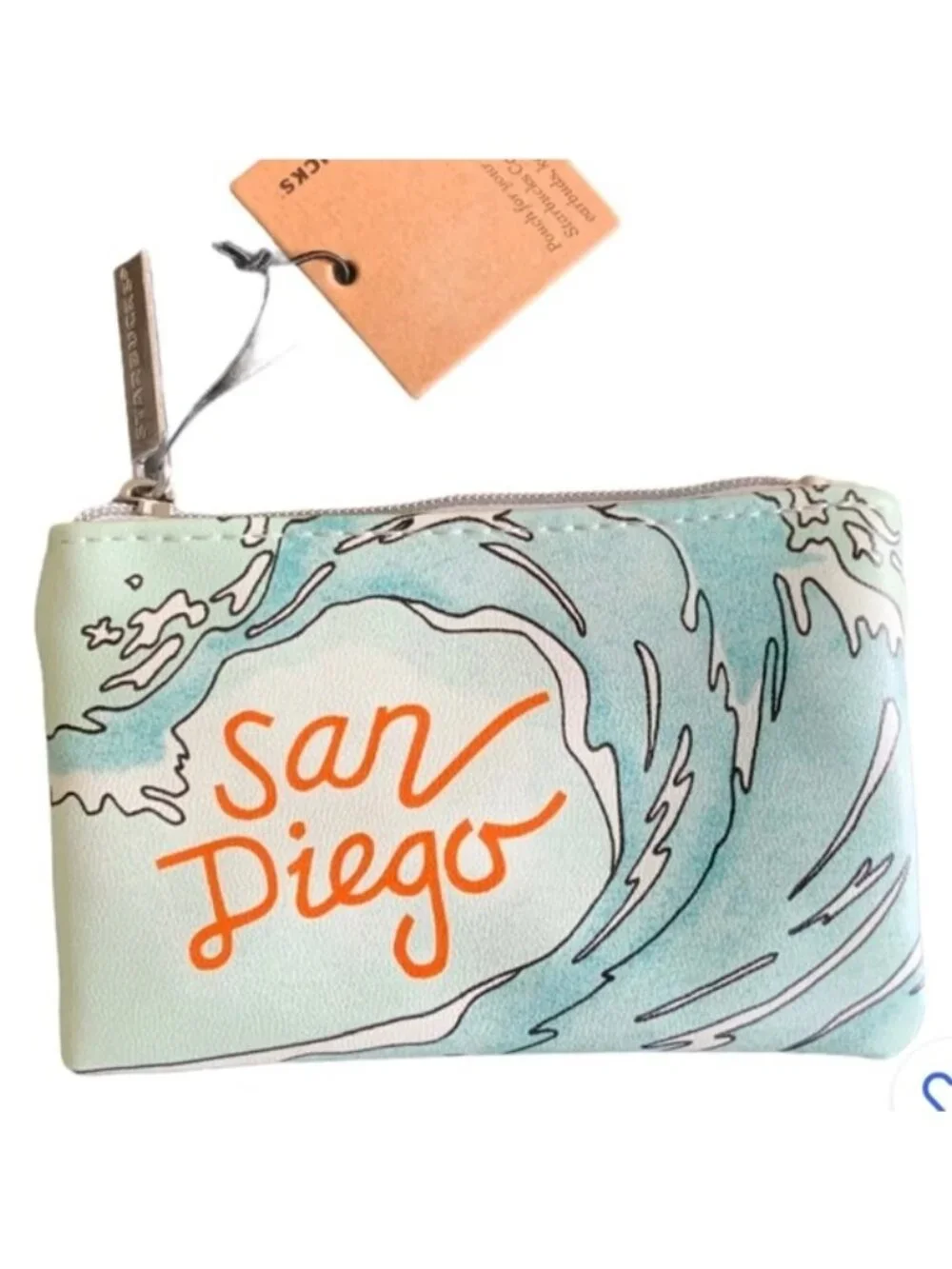 Starbucks San Diego Porcelain Travel Mug+ Zippered Wave Pouch + Blank GC